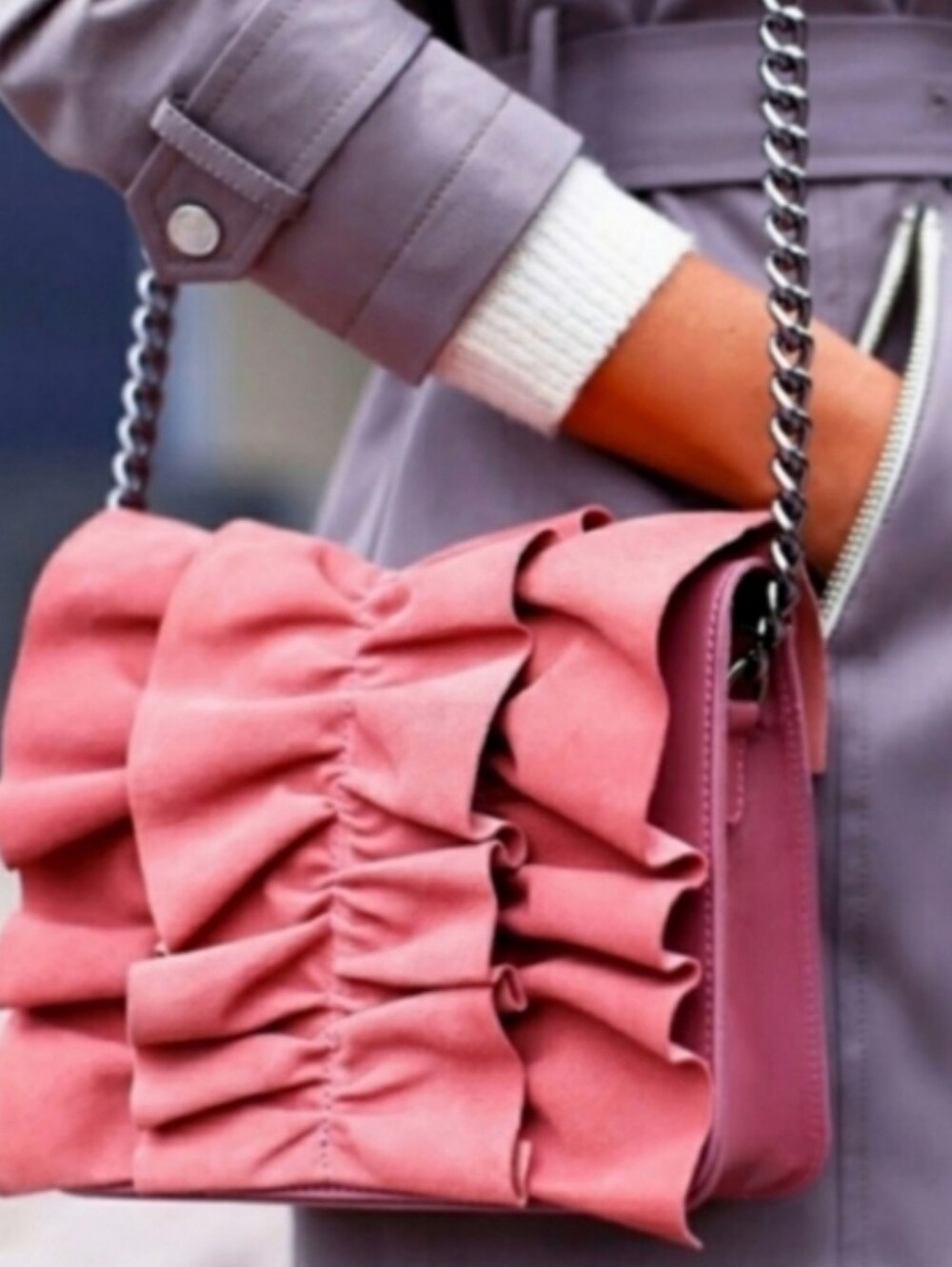 Zara crossbody bag frilled soft goat leather bag New
